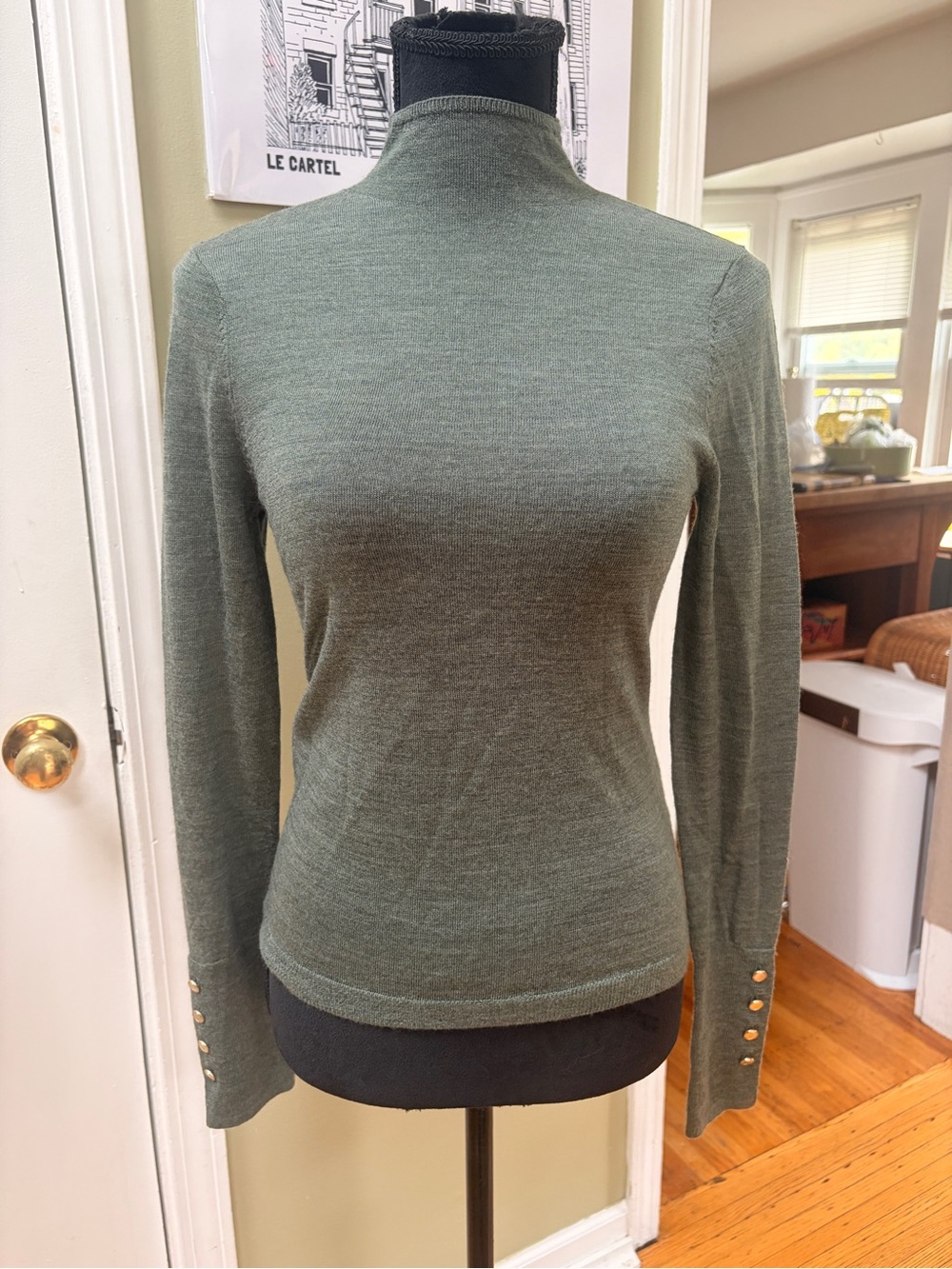 Abercrombie & Fitch 100% Merino Mock Neck Long Sleeve Top